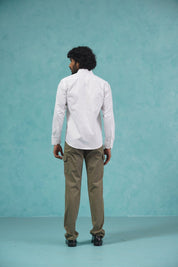 Indian Needle Men's Cotton Solid White Formal Shirt's - SF_361White_S