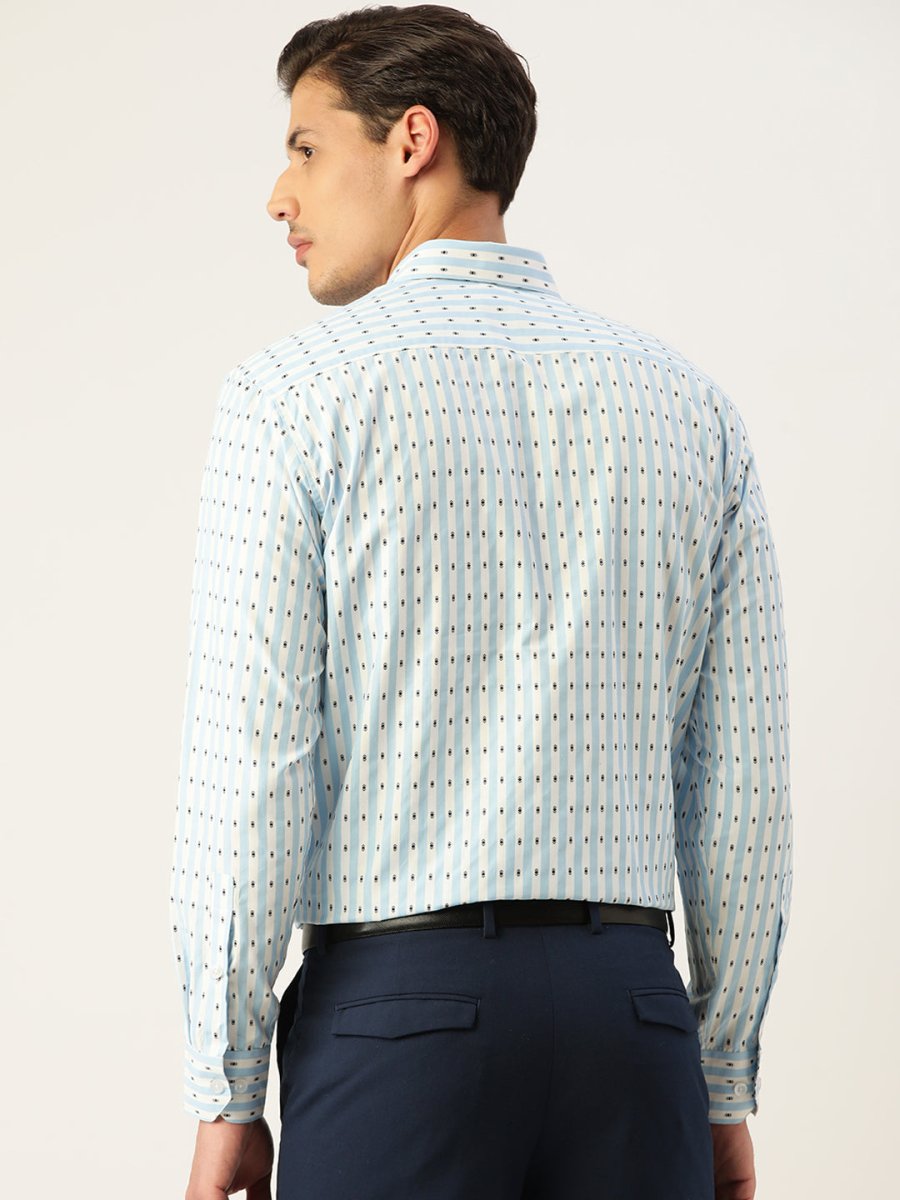 Indian Needle Men's Cotton Striped Formal Shirts - SF_801Sky_S