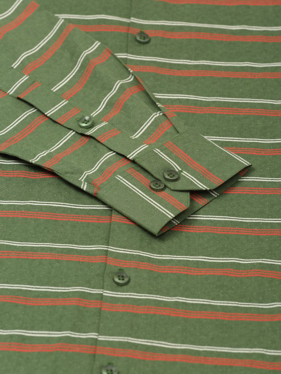 Indian Needle Men's Cotton Striped Formal Shirts - SF_820Olive_S