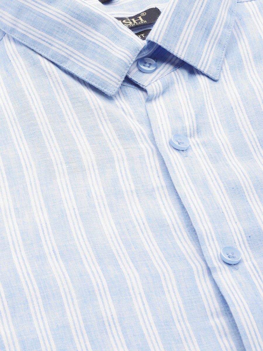 Indian Needle Men's Cotton Striped Formal Shirts - SF_795Light-Blue_S