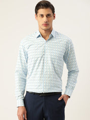 Indian Needle Men's Cotton Striped Formal Shirts - SF_801Sky_S