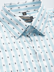 Indian Needle Men's Cotton Striped Formal Shirts - SF_801Sky_S