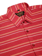 Indian Needle Men's Cotton Striped Formal Shirts - SF_820Maroon_S