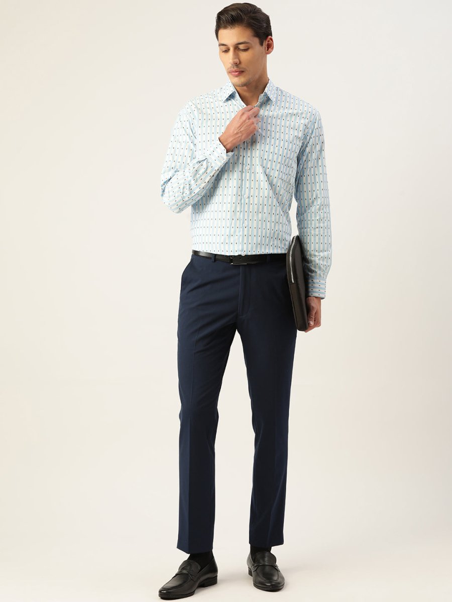 Indian Needle Men's Cotton Striped Formal Shirts - SF_801Sky_S