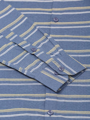 Indian Needle Men's Cotton Striped Formal Shirts - SF_820Blue_S