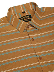 Indian Needle Men's Cotton Striped Formal Shirts - SF_820Mustard_S