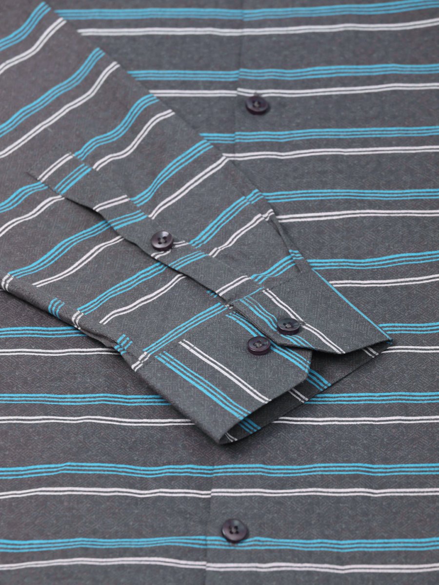 Indian Needle Men's Cotton Striped Formal Shirts - SF_820Grey_S