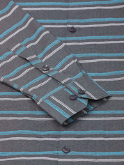Indian Needle Men's Cotton Striped Formal Shirts - SF_820Grey_S