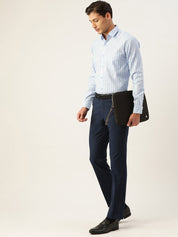 Indian Needle Men's Cotton Striped Formal Shirts - SF_795Light-Blue_S
