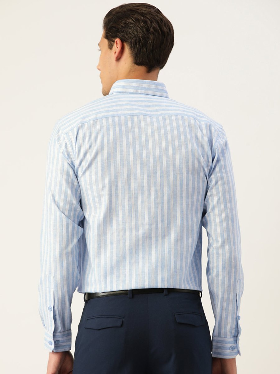Indian Needle Men's Cotton Striped Formal Shirts - SF_795Light-Blue_S