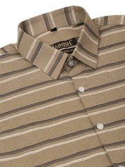 Indian Needle Men's Cotton Striped Formal Shirts - SF_820Brown_S