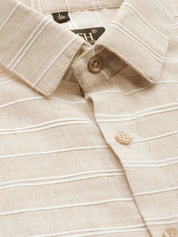 Indian Needle Men's Cotton Striped Formal Shirts - SF_799Cream_S