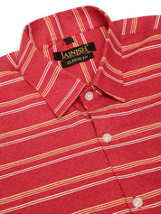 Indian Needle Men's Cotton Striped Half Sleeve Formal Shirts - SF_816Maroon_S
