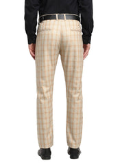 Indian Needle Men's Cream Cotton Checked Formal Trousers - FGP_267Cream_30
