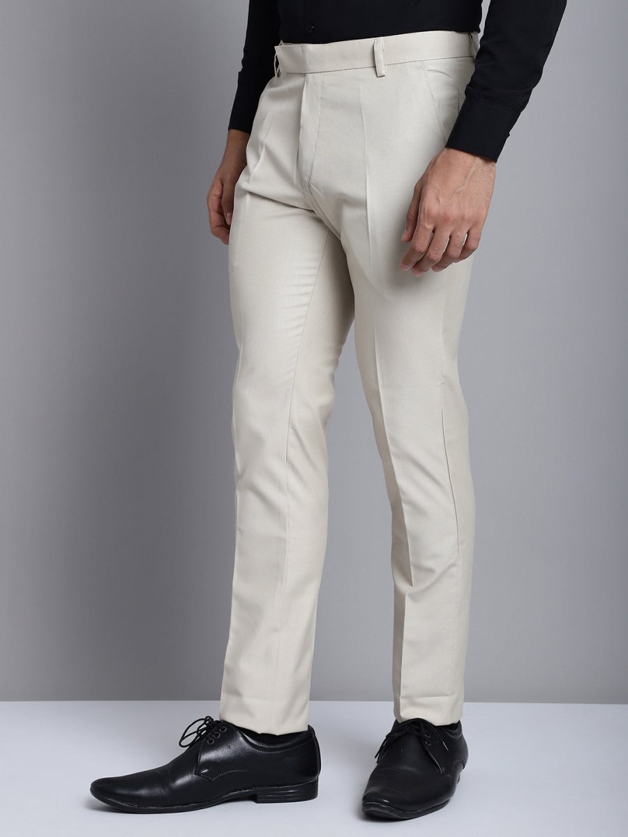 Indian Needle Men's Cream Tapered Fit Formal Trousers - FGP_275Cream_30
