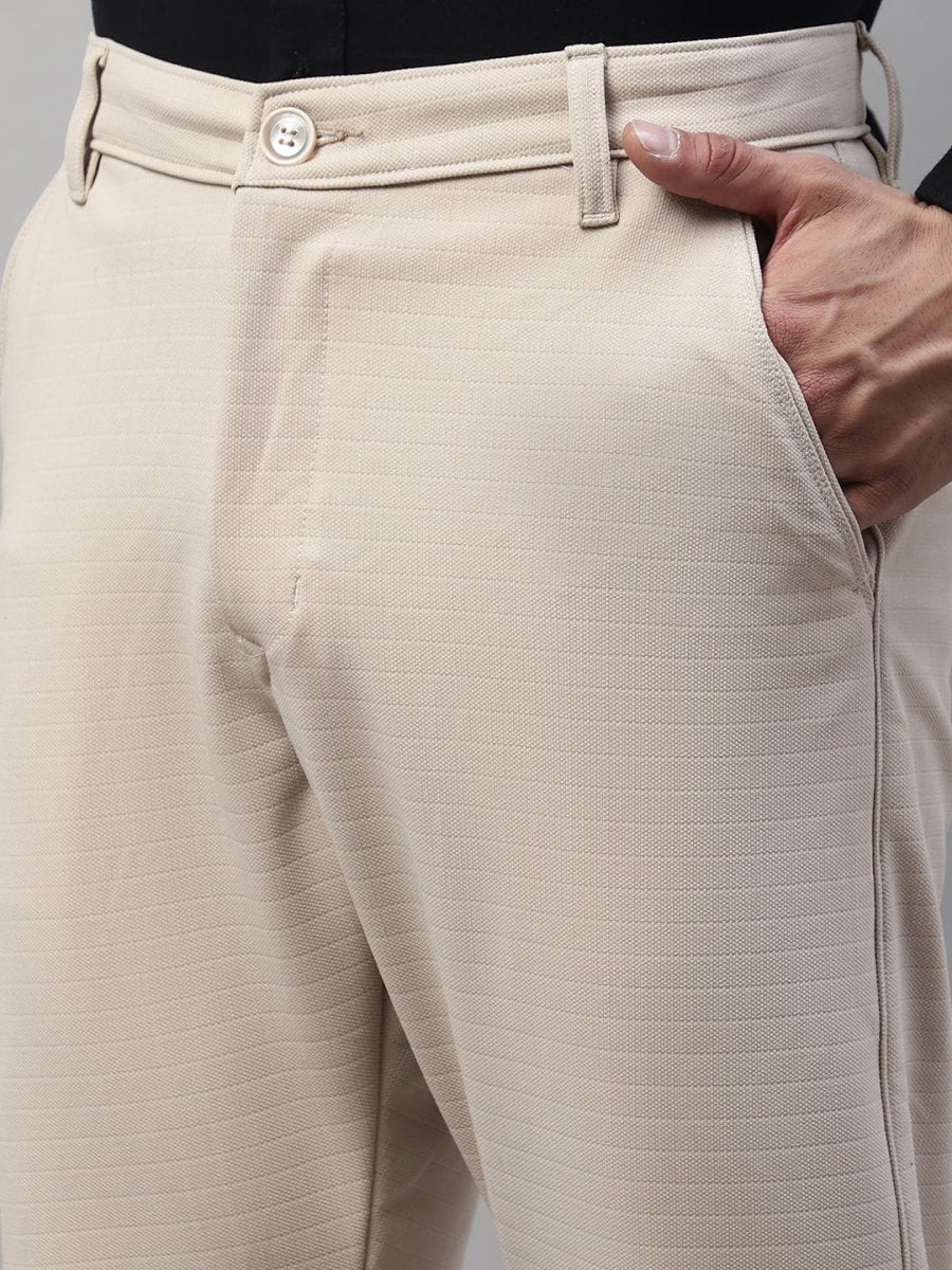 Indian Needle Men's Cream Tapered Fit Formal Trousers - FGP_276Cream_30
