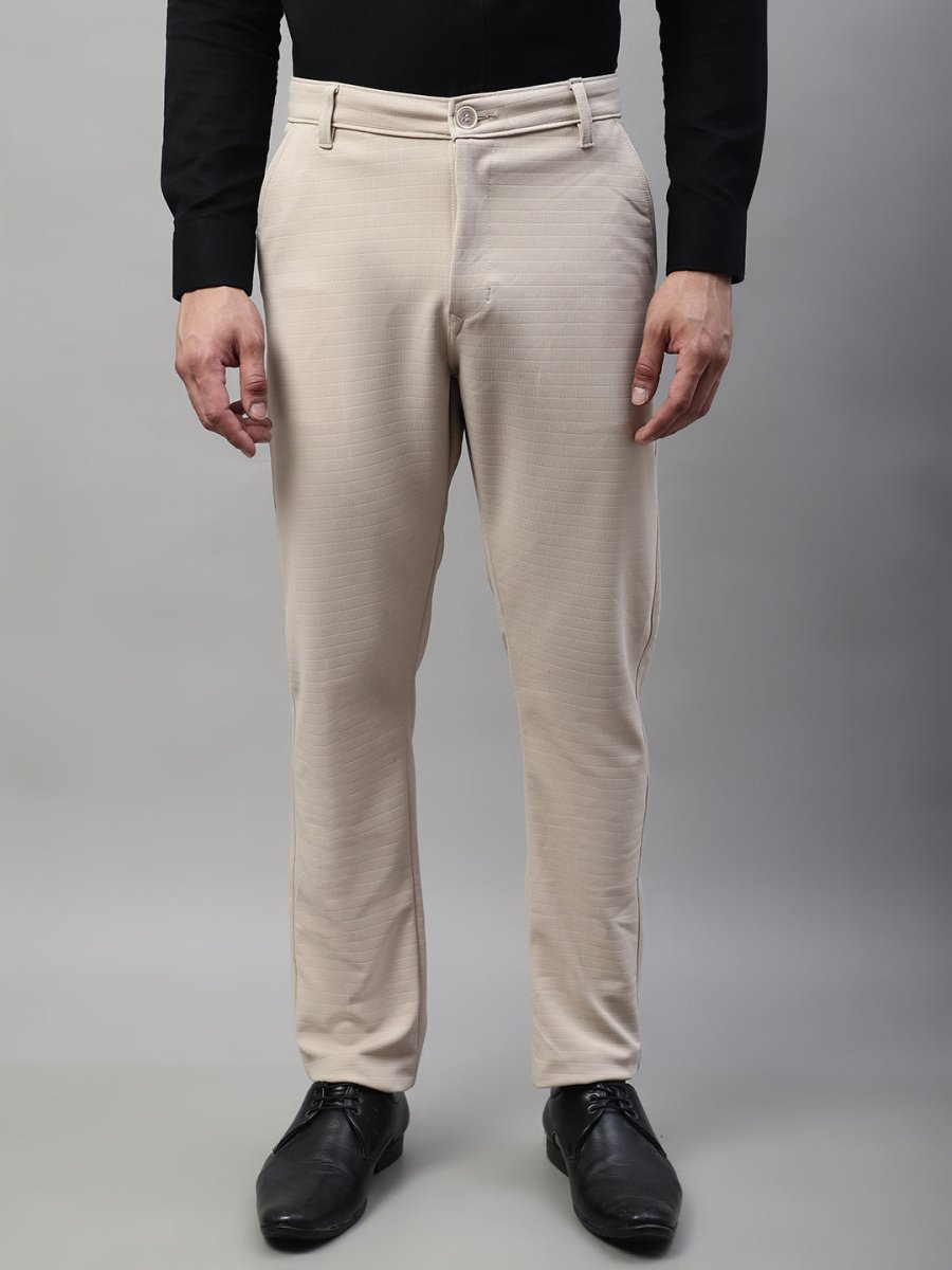 Indian Needle Men's Cream Tapered Fit Formal Trousers - FGP_276Cream_30
