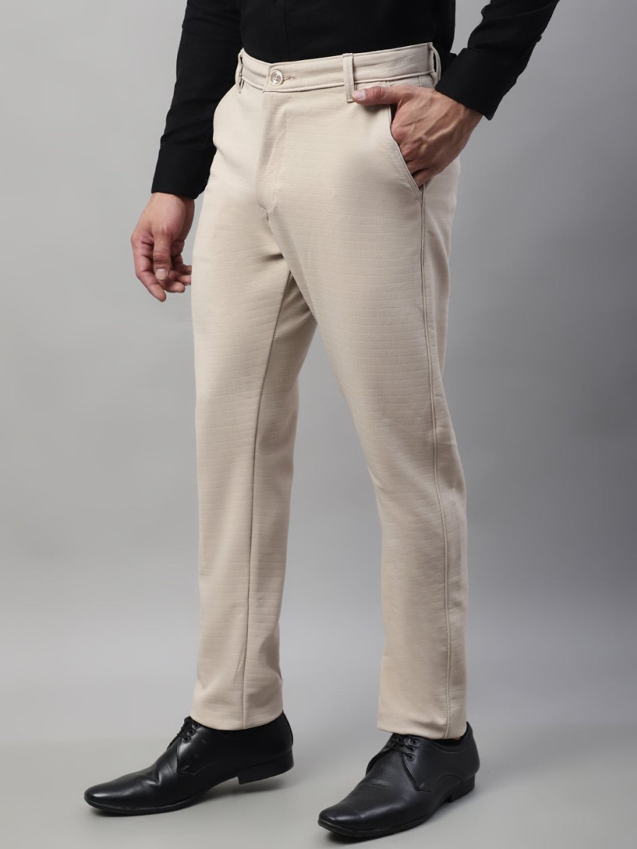 Indian Needle Men's Cream Tapered Fit Formal Trousers - FGP_276Cream_30