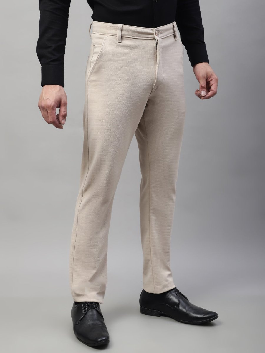 Indian Needle Men's Cream Tapered Fit Formal Trousers - FGP_276Cream_30