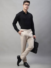 Indian Needle Men's Cream Tapered Fit Formal Trousers - FGP_276Cream_30