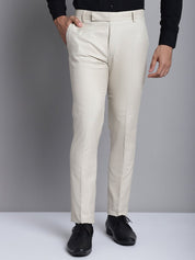 Indian Needle Men's Cream Tapered Fit Formal Trousers - FGP_275Cream_30