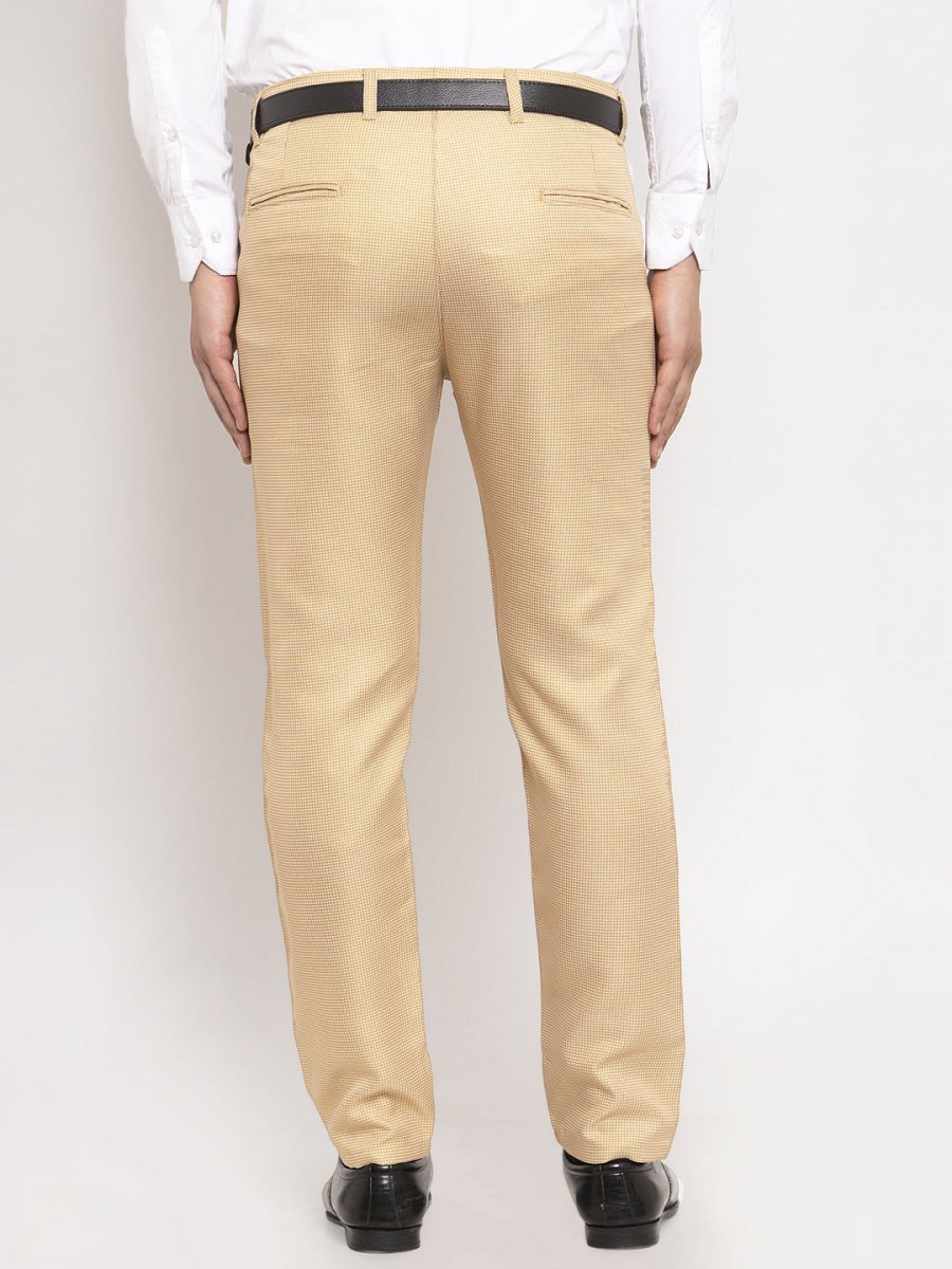 Indian Needle Men's Gold Cotton Polka Dots Formal Trousers - GP_257Golden_30