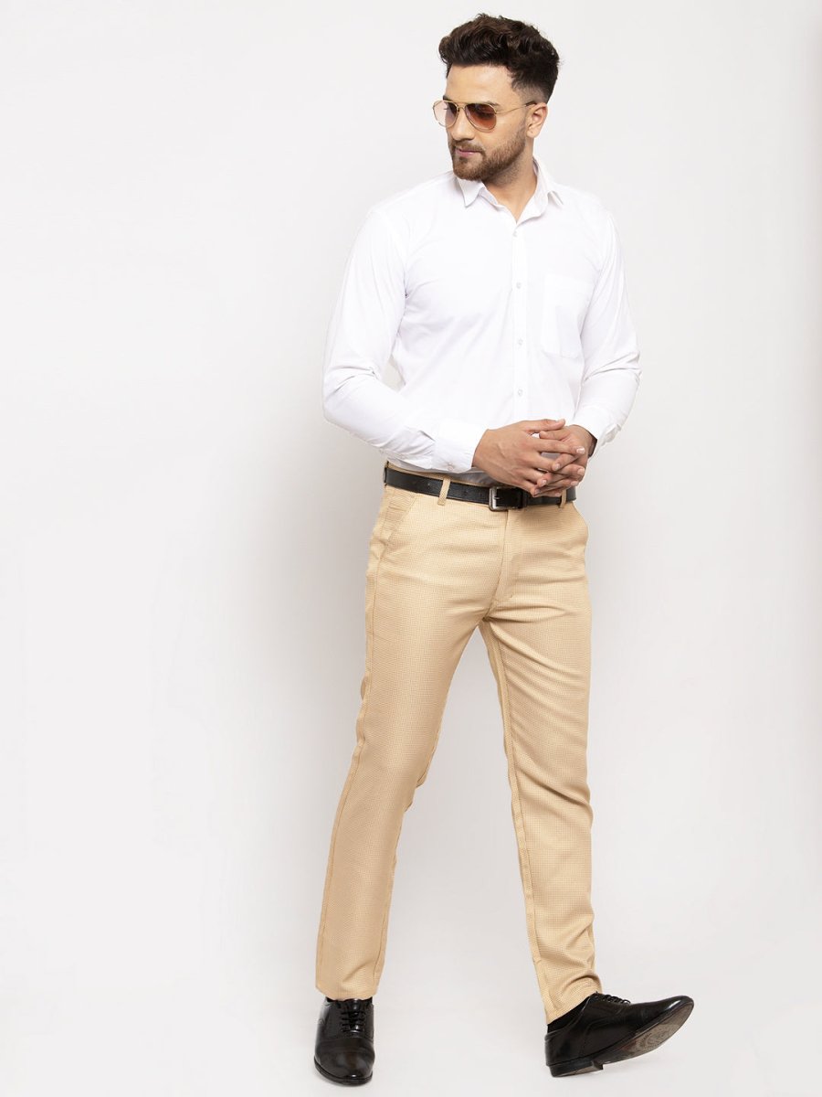 Indian Needle Men's Gold Cotton Polka Dots Formal Trousers - GP_257Golden_30