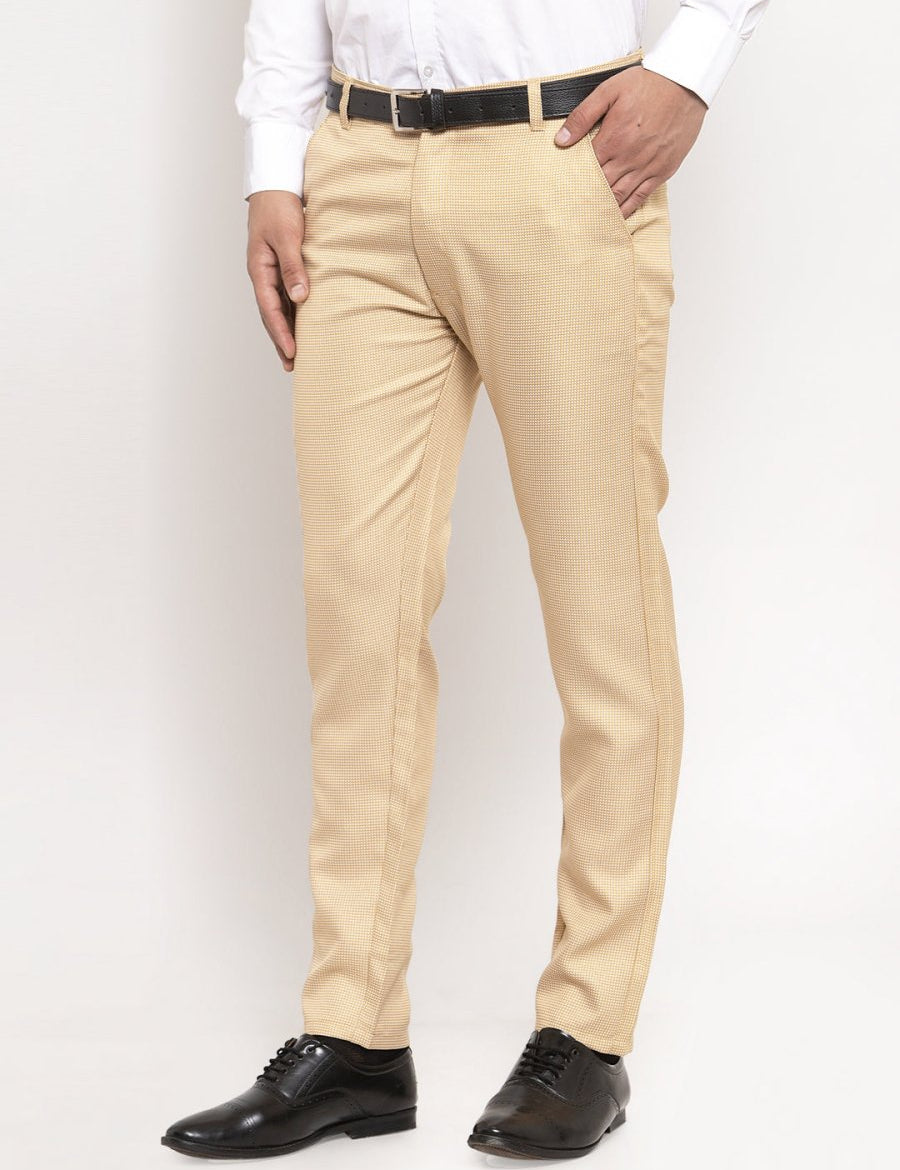 Indian Needle Men's Gold Cotton Polka Dots Formal Trousers - GP_257Golden_30