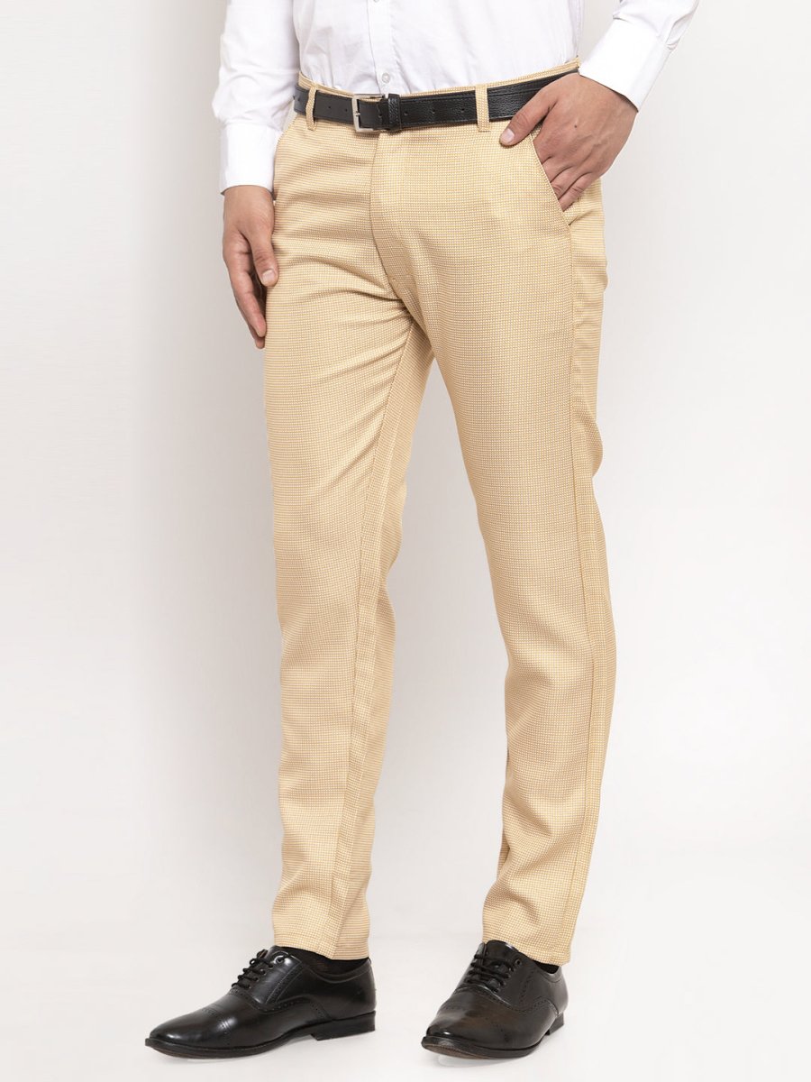 Indian Needle Men's Gold Cotton Polka Dots Formal Trousers - GP_257Golden_30