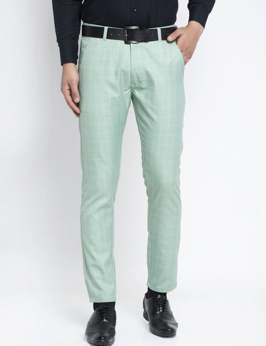 Indian Needle Men's Green Formal Trousers - FGP_260Sea-Green_30
