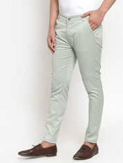 Indian Needle Men's Green Solid Formal Trousers - FGP_253Pista_30