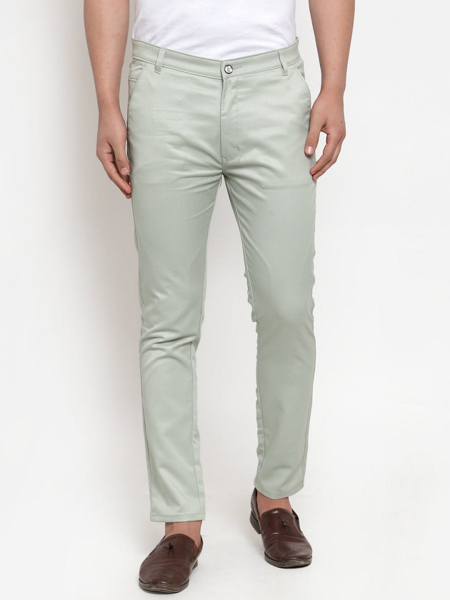 Indian Needle Men's Green Solid Formal Trousers - FGP_253Pista_30