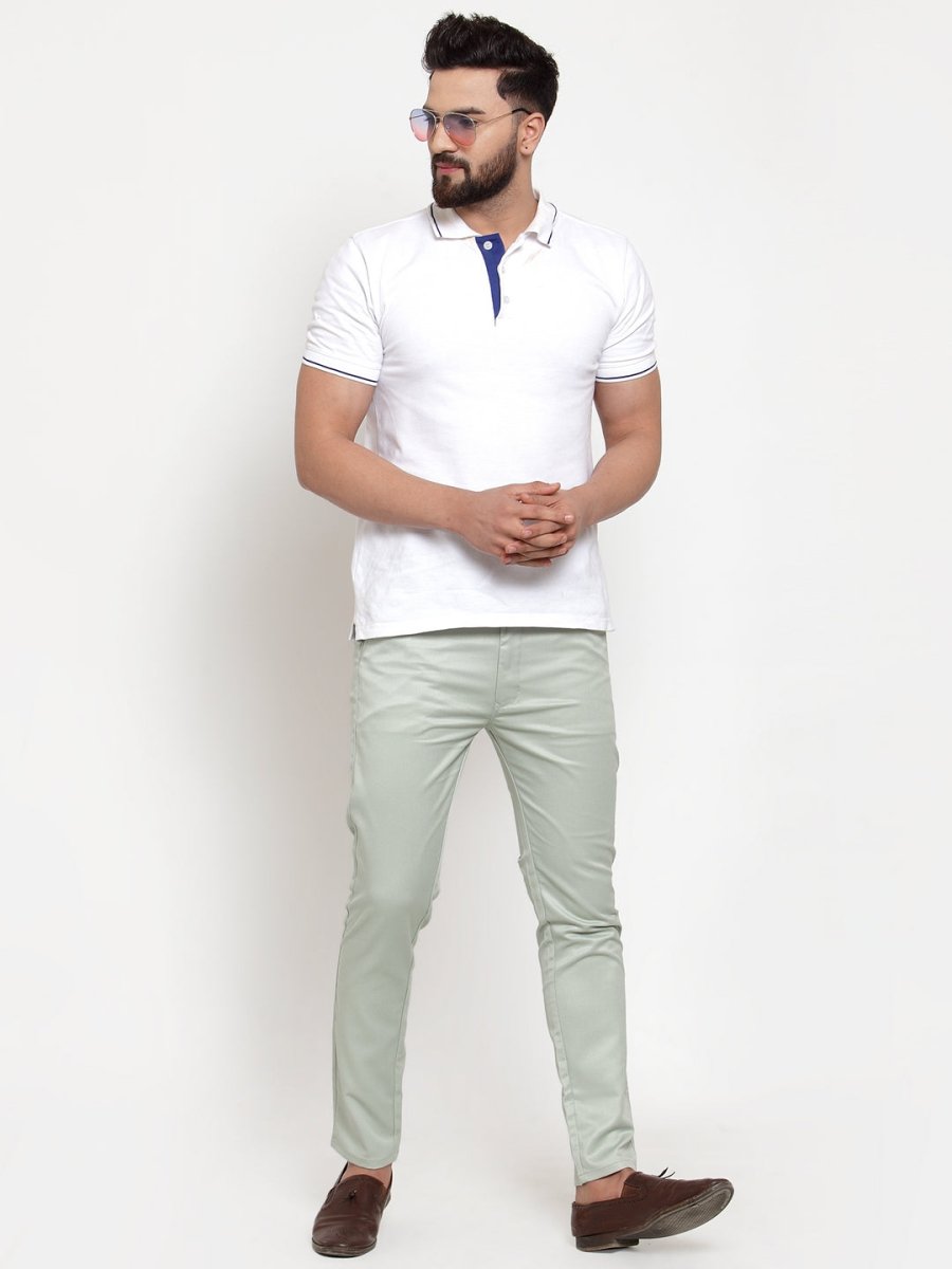 Indian Needle Men's Green Solid Formal Trousers - FGP_253Pista_30