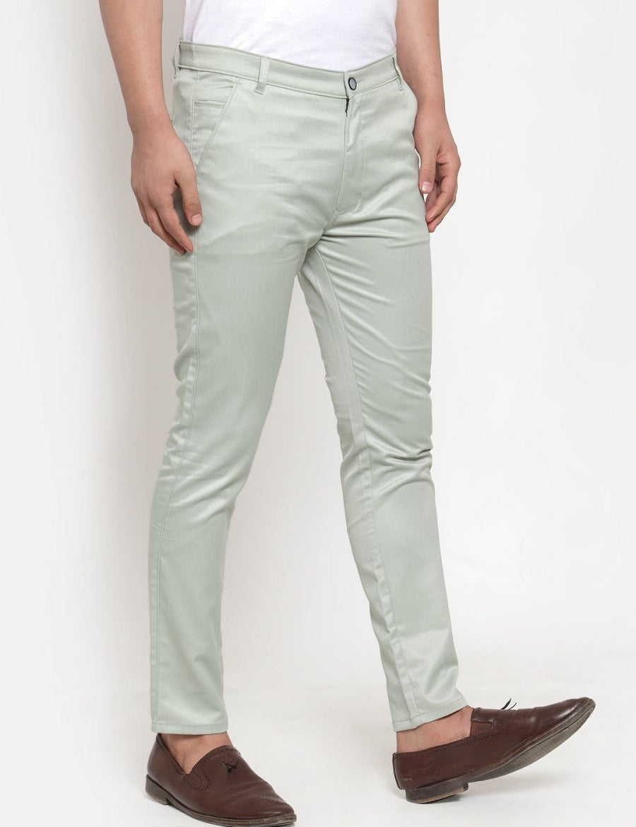 Indian Needle Men's Green Solid Formal Trousers - FGP_253Pista_30