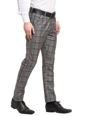 Indian Needle Men's Grey Cotton Checked Formal Trousers - FGP_267Grey_30