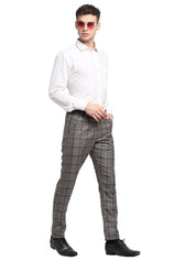 Indian Needle Men's Grey Cotton Checked Formal Trousers - FGP_267Grey_30