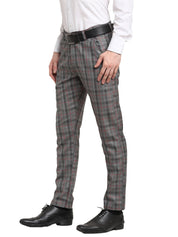 Indian Needle Men's Grey Cotton Checked Formal Trousers - FGP_267Grey_30