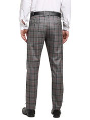 Indian Needle Men's Grey Cotton Checked Formal Trousers - FGP_267Grey_30