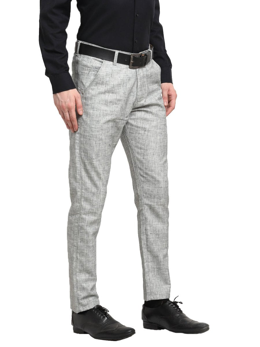 Indian Needle Men's Grey Cotton Solid Formal Trousers - FGP_268Grey_30