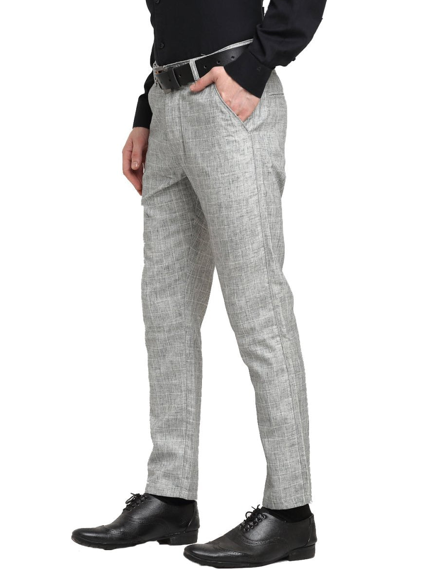Indian Needle Men's Grey Cotton Solid Formal Trousers - FGP_268Grey_30