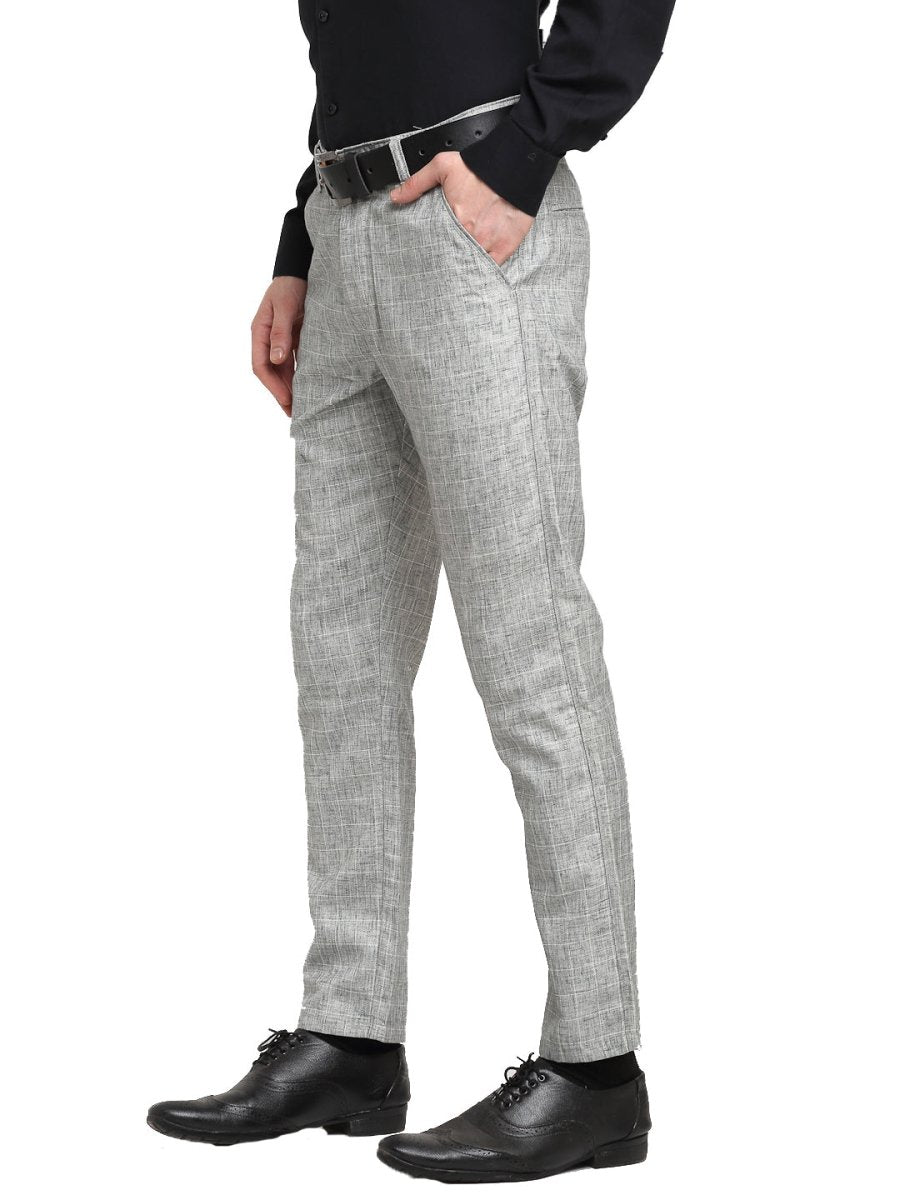 Indian Needle Men's Grey Cotton Solid Formal Trousers - FGP_268Grey_30