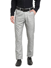 Indian Needle Men's Grey Cotton Solid Formal Trousers - FGP_268Grey_30