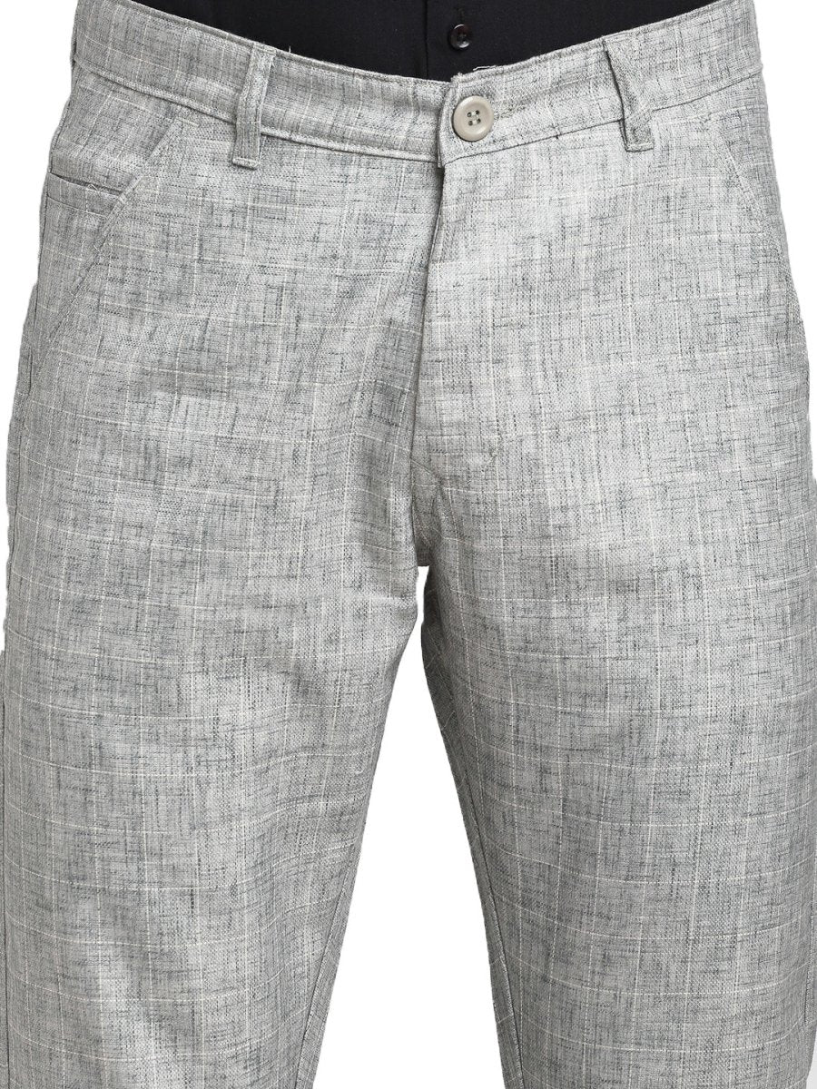 Indian Needle Men's Grey Cotton Solid Formal Trousers - FGP_268Grey_30