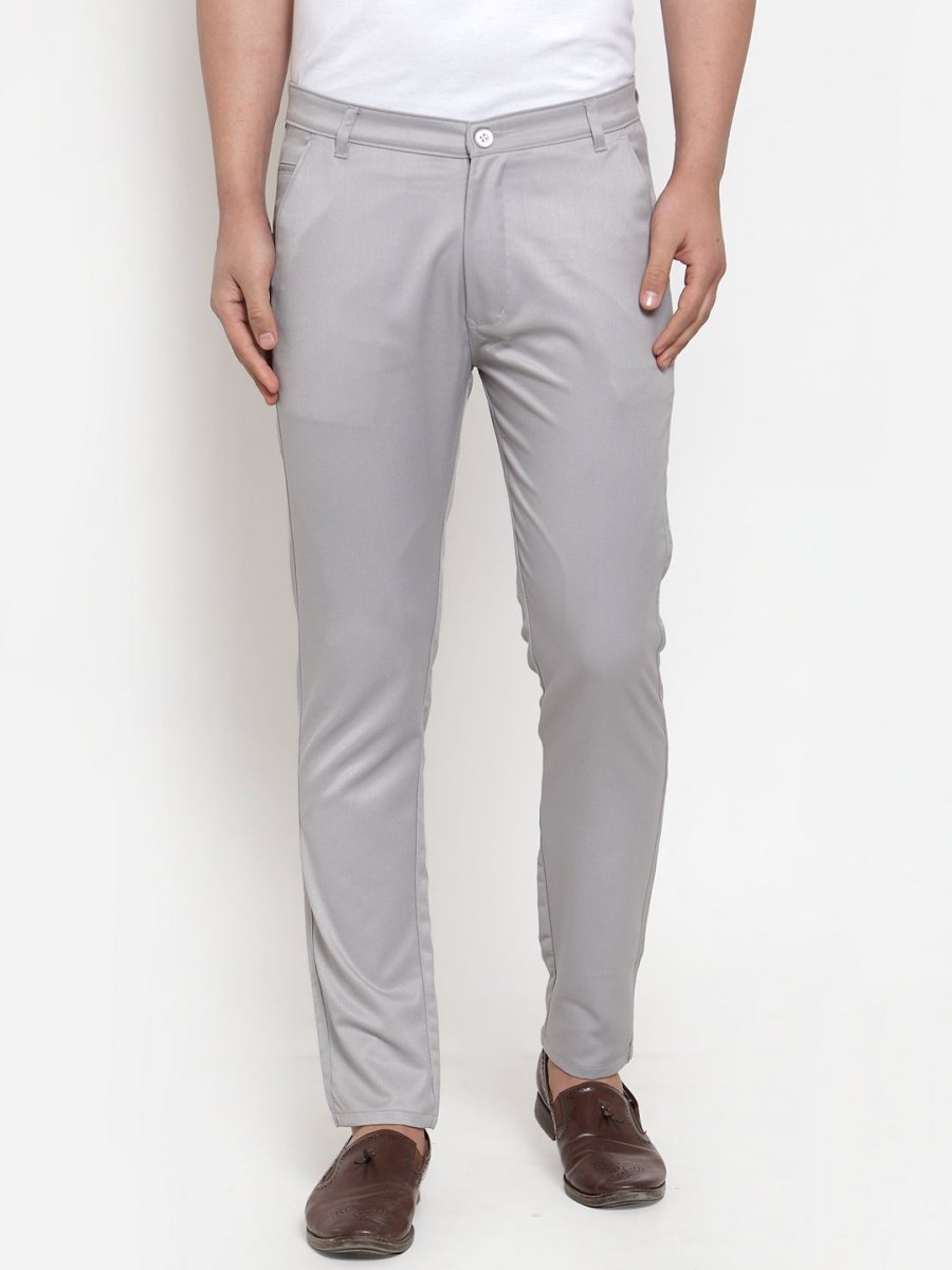 Indian Needle Men's Grey Solid Formal Trousers - FGP_253Light-Grey_30