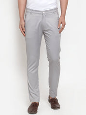 Indian Needle Men's Grey Solid Formal Trousers - FGP_253Light-Grey_30