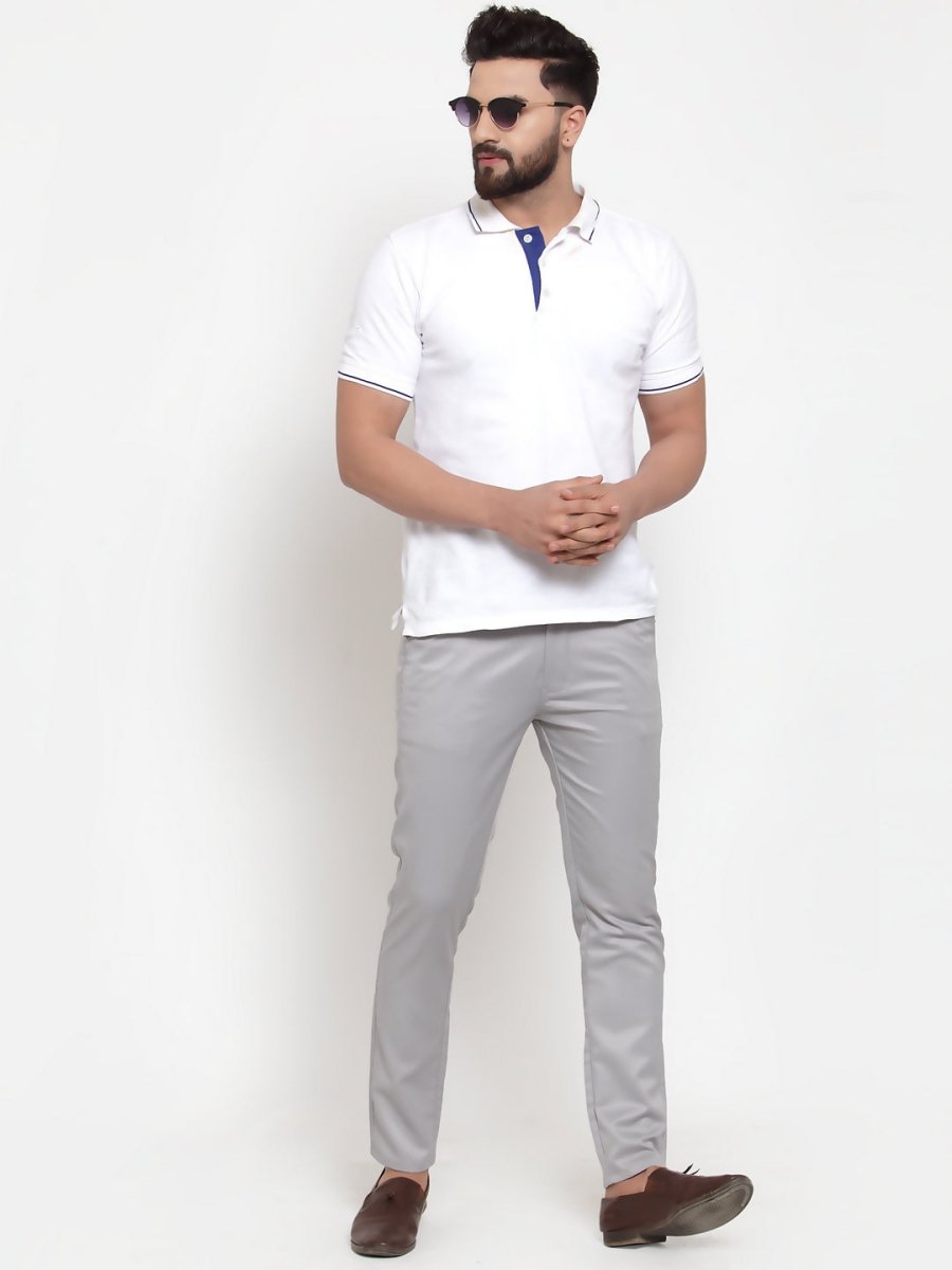 Indian Needle Men's Grey Solid Formal Trousers - FGP_253Light-Grey_30