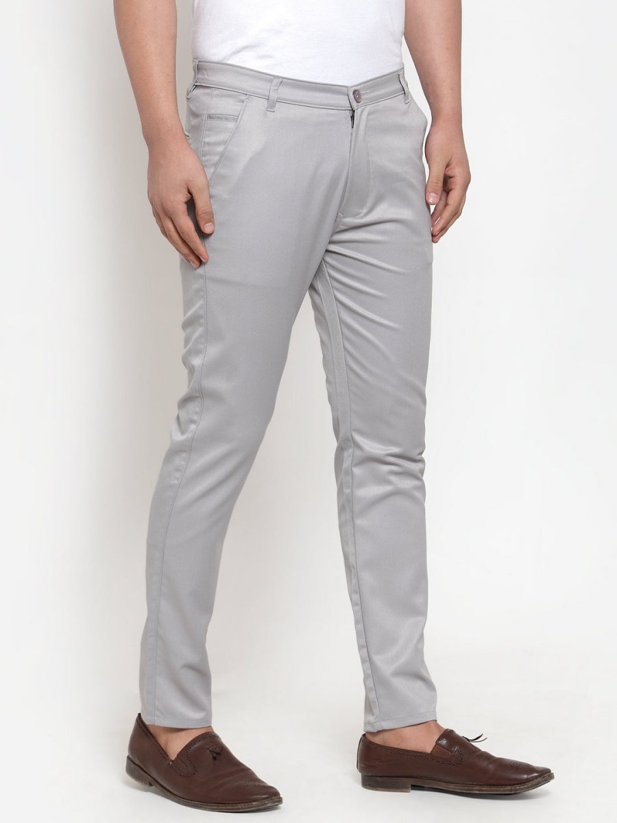 Indian Needle Men's Grey Solid Formal Trousers - FGP_253Light-Grey_30