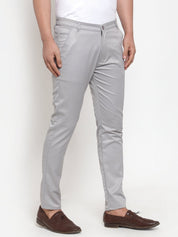 Indian Needle Men's Grey Solid Formal Trousers - FGP_253Light-Grey_30
