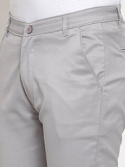 Indian Needle Men's Grey Solid Formal Trousers - FGP_253Light-Grey_30