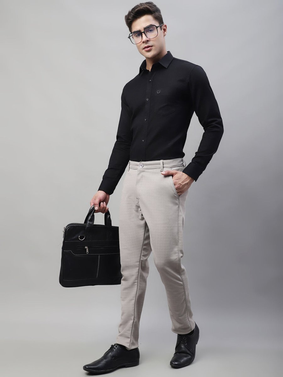 Indian Needle Men's Light Grey Tapered Fit Formal Trousers - FGP_276Light-Grey_30